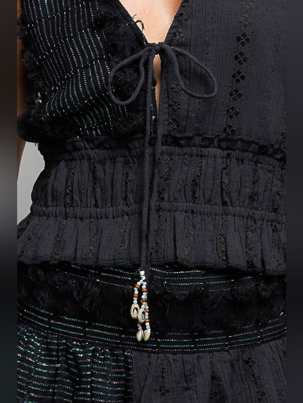POL V-Neck Cotton Ruffled Crop Cami Top-Black FAST SHIPPING!! - Picture 5 of 8